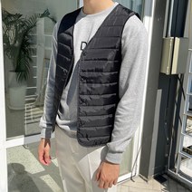 더맨쉽 남녀공용 베이직 브이넥 초경량 패딩조끼 CJTVT58001