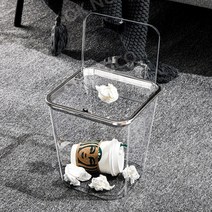 투명 예쁜쓰레기통 침실 쓰레기통 화장대용 화장실 카페 아크릴, 투명 뚜껑