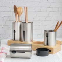 스테인리스 수저통 숟가락 젓가락 케이스 정리함 보관함 원목 받침대 물빠짐, 02 스텐 원목 수저통 4구