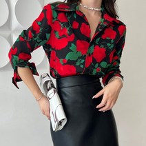퀸이즈 라핀 로즈 패턴 블라우스