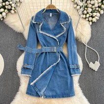 데님 벨티드 원피스 청원피스