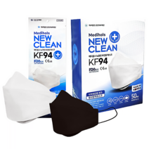 식약처 허가 메디홀스 뉴클린 KF94 50매 국산 마스크 1매입, 블랙 50매