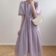 디애이치 세미퍼프 실루엣 원피스