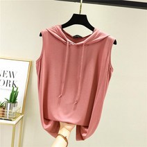 여름 슬림핏에 민소매 후드티 루즈핏 이너탑