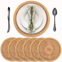 원형 테이블용 수제 라탄 플레이스 매트 원형 플레이스 매트는 플레이스 매트 라탄 장식 라탄 사이드 테이블 보헤미안 플레이스 매트 또는 라탄 충전기로 사용할 수 있습니다. 고, 단일사이즈