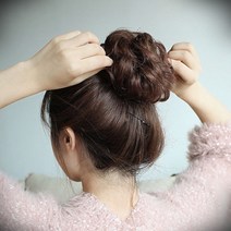 연갈색 로우번가발밴드 업스타일인모머리끈 8개세트 곱슬당고머리
