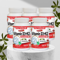 뉴트리돔 비타민 D3 K2 디 dk2 고함량 1000 IU MCT오일 120캡슐 5개, 120정