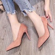 깔끔한 스웨이드 소재 11cm 뾰족 여성 펌프스힐 구두