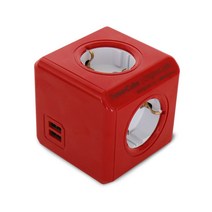 파워존 파워큐브 고용량 멀티탭 4구 USB 컬러 레드 16A, 단품, 단품