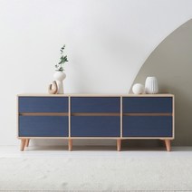 [케이컴퍼니] 이음2단1500거실장(6서랍형) 플라스틱다리 / K1500-2S-IN-6C, 메이플네이비