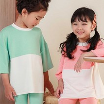 여름 남매룩 아이들 활동복 배색 반팔 티셔츠 코디