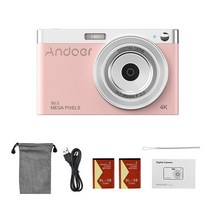 줌카메라 Andoer-컴팩트 4K 디지털 카메라 비디오 캠코더 50MP 2.88 인치 IPS 스크린 자동 초점 16X, 9.Pink - with 32GB Card