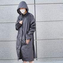 검정물방울빅사이즈 여성레인코트 여행 등산 바람막이