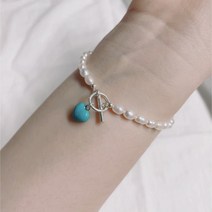 임영웅 굿즈 러블리 하트 담수 진주 팔찌, 단품