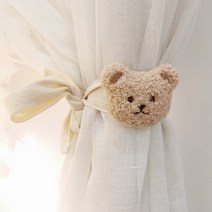 귀여운 곰돌이 커튼 홀더 패브릭 스트랩, 브라운