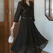 [마이더스비] [벨트set] 리인 리본 플레어 원피스