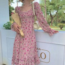 식스에비뉴 코사드 플라워 쉬폰 롱원피스