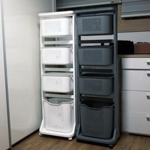 이동식 뉴스윙 빨래바구니 빨래분리함, 4단 그레이