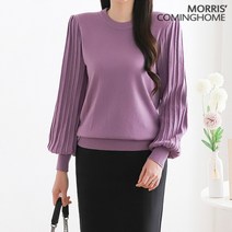 모리스커밍홈 퍼프 소매주름 라운드넥 니트 M2301KN010A