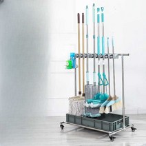 청소도구 밀대 빗자루 마대 보관함 원터치 보관 걸이, 5 걸이 6 후크 스테인레스 스틸 세면대