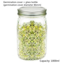 종자 스타터 세트 발아기 발아 커버 키트 스테인레스 스틸 스트레이너 뚜껑이 돋아 메이슨, 1000ml 유리병