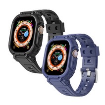 bob 애플워치 빅뱅 일체형 벨트버클 실리콘 스트랩 밴드 시계줄 Apple Watch 8 7 SE 6 5 4, 42_44_45mm공용_네이비
