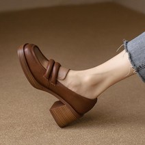 루스 영국 스타일의 작은 가죽 신발 두꺼운 굽 두꺼운 바닥 로퍼 여성 봄 가을 캐주얼