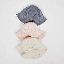 단가라 오리챙 벙거지 유아동 모자 여름 여아 소녀 리본 줄무늬 어린이 초등 주니어 자외선차단