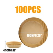 에어프라이어 미니오븐기50/100Pcs 에어 프라이어 일회용 종이 라이너 7.9/6.3 인치 스퀘어 비 스틱 베이킹, 04 16cm 100Pcs Round