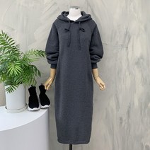 [행복여] 절개 라인 루즈핏 기모 후드 원피스