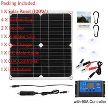 파워뱅크 캠핑파워뱅크 대용량배터리 DC18V 200W 태양 전지 패널 키트 60A 컨트롤러 USB 5V 전원 충전기 보, 03 100W 60A kit