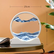 TICTOC 틱톡 모래그림 액자 샌드아트 픽쳐 인테리어 장식품, 화이트 프레임 7인치 블루
