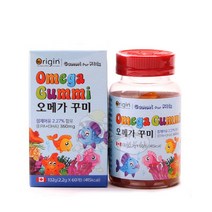 오리진 어린이 오메가3 꾸미 구미 EPA DHA 칠드런 아이들 유아 키즈 청소년 영양제 캐나다 젤리 캔디 사탕 츄어블 새콤달콤 씹어먹는 맛있는 영양간식 오랜지맛 레몬맛 천연향 펙틴 대두레시틴 베타카로틴 멸치 고등어, 2.2g, 90개입