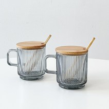 홈 카페 오로라 손잡이 투명 예쁜 아이스 아메리카노 잔 물컵 유리컵 2세트, 그레이