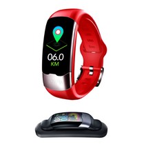 GHSHOP ECG HRV PPG 혈압 모니터 스마트 시계 방수 스포츠 팔찌, 실리콘, 레드