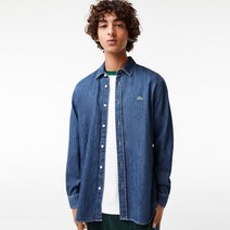 라코스테 레귤러핏 오가닉 코튼 데님 셔츠 크로커다일 청남방 상의 Regular Fit Organic Cotton Denim Shirt