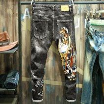 [Myshe]봄 가을 남성 트랜드 자수 데님팬츠 청바지 PLL707CX10