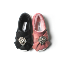 [프롬베베] 클레어 큐빅 리본장식 여아 털 슬립온 아동화