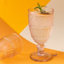 빈티지 크리스탈 핑크 고블렛 유리잔 (대)