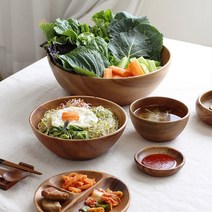아카시아나무 통원목 라운드 샐러드볼 15cm, 없음
