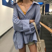 퀸앤조이 스트라이프 셔츠 박시 남방 루즈핏 셔츠
