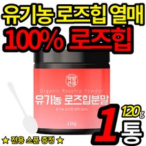 약 방 선생 오가닉 유기농 로즈힙 열매 100% 로주힙 로즈힘 분말 가루 자연에서 온 비타민 로즈힙가루 홈쇼핑 티비 선전 로즈힙파우더 (전용 스푼 증정), 120g X 1통, 1개