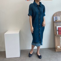 [플리츠유 정품] 데님 플리츠 원피스 주름 가디건 여성 마담 중년 미 봄 여름 가오리