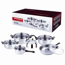 IH 냄비세트 코팅팬 냉비세트 양수냄비 인덕션신혼냄비 스텐냄비세트 12pcs, 주전자12PCS, 본색