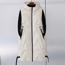 퀼팅 패딩 조끼 겨울 롱 여성 후드 포켓 지퍼 자켓