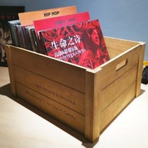 LP 수납장 랙 음반 레코드판 원목 장 빈티지 보관함, 빈티지 브라운