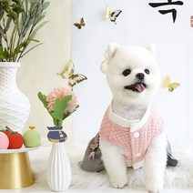 포메라니안한복 말티즈한복 비숑한복 푸들한복 보더콜리한복 요크셔테리어한복 강아지설날한복세트 스냅단추형 간편 개량한복 사계절용, 핑크