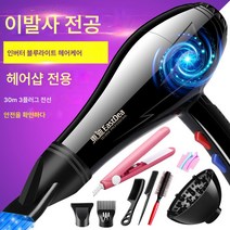 전기 드라이기 고출력 9000w 이발소 드라이기 가정용 대풍력 남성 전용 헤어케어 음이온 W, 헤어살롱전용8초빠른건조얻을9+스트레이트헤어핀
