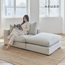 [3월 혜택 40000원 즉시할인+페이백이벤트] 휴도 시월의 동백 구스 아쿠아 패브릭 소파 2인 3인 소파 푹신한 카우치 화이트 쇼파 (쿠션 증정), 2인 오픈형 소파 우형 (HH02052)