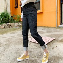 티데일리 굿스판 워싱 롤업 팬츠 여성용 생지 데님 청바지